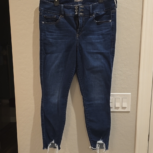 torrid Denim - Torrid Dark Blue Distressed Ankle Jeans